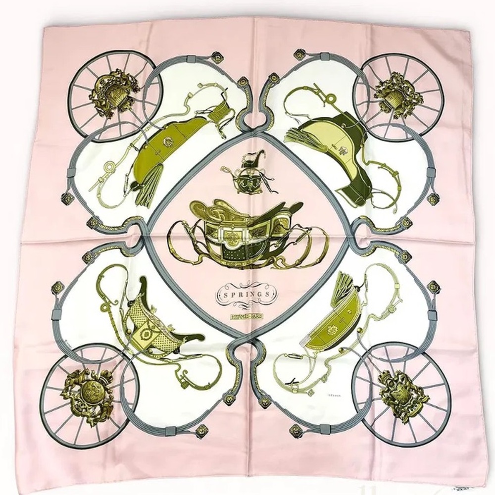 HERMES Carre 90 Pink SPRINGS 100% Silk Scarf